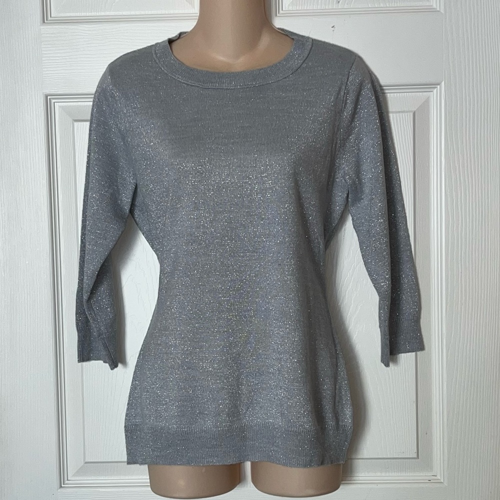 New York & Company Grey/Silver Sweater Women Sz S